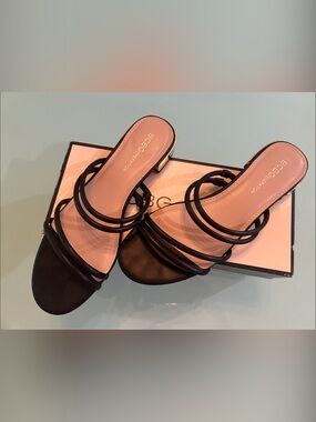 BCBGeneration Black Multi-Strap Slide Sandals